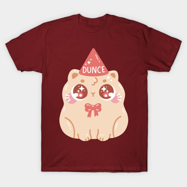 Dunce Cute Funny Cat Art T-Shirt by Sweetums Art Shop